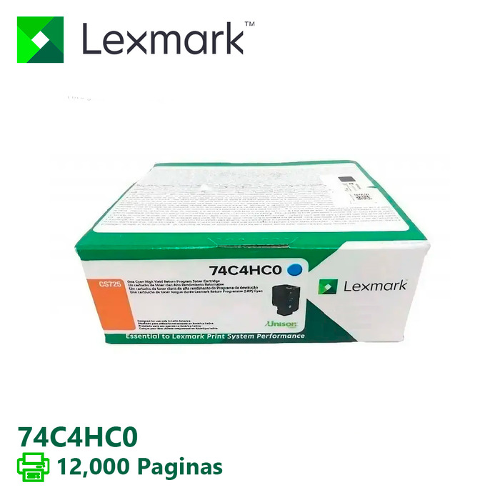 Toner Lexmark 74C4HC0 Original Ciano